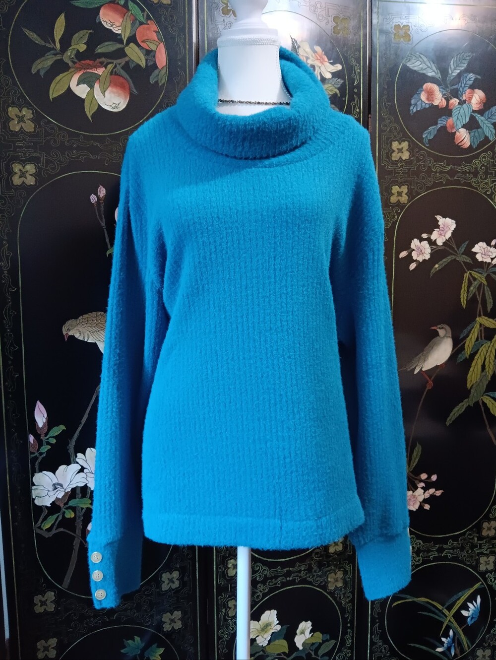 Dolcezza Turquoise Cowl Neck Women's Sweater
